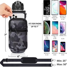 WADY Water Bottle Carrier Bag, Universal Water Bottle Holder Crossbody Bag with Adjustable Strap and Holder Pouch, Water Bottle Carrier Bag with Phone Pocket for Hiking Travelling Camping (Pink)
