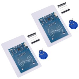 RFID Kit Binghe 2 Pcs RFID IC Card Induction Module, 13.56MHz RFID Kit with 3.3V Reader, Chip and Card, Blue NFC Type Keychain A White Card, Compatible with Arduino and Rasp-Pi