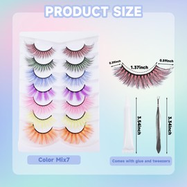 7 Pcs Porch Goose Outfit False Eyelashes for 23/17'' Plastic Goose Cement Goose Statue 3D Colorful Fake Lashes Reusable Porch Goose Accessories for Lawn Patio Garden Art Yard Outdoor Decor