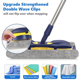 Microfiber Mops for Hardwood Floor Cleaning: MEXERRIS Flat Floor Mop with 4 Washable Pads 59" Adjustable Handle - Dust Dry Mops for Kitchen Bathroom Tile Laminate Wood Vinyl - Home Commercial Mop