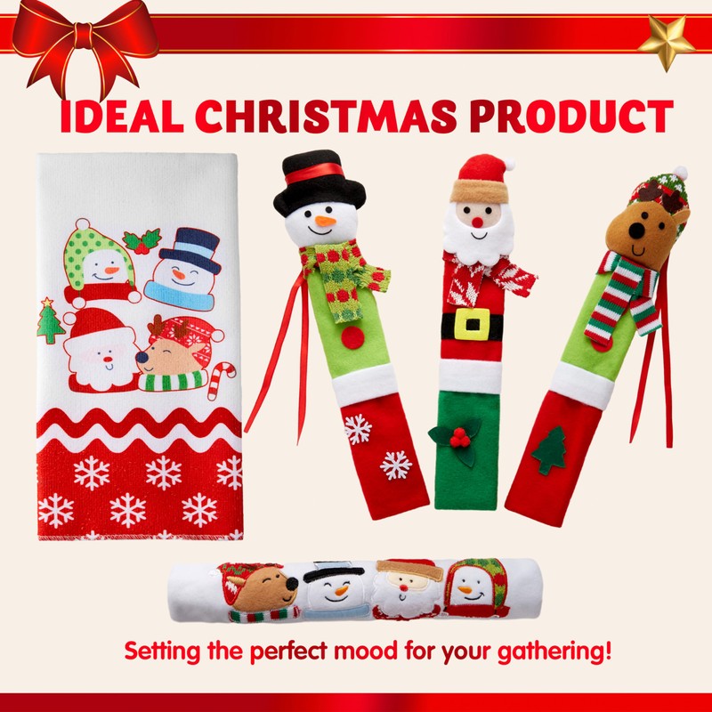 JOYIN 5 Pieces Christmas Kitchen Appliance Handle Covers for Kitchen