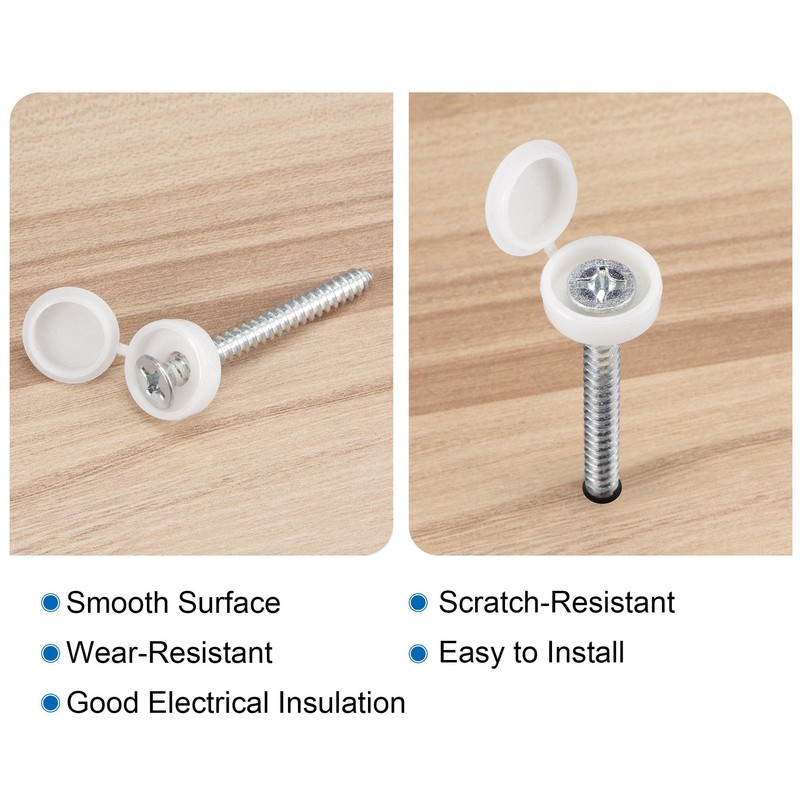 sourcing map Plastic Hinged Screw Cover Caps 5.8mm Hole Fold