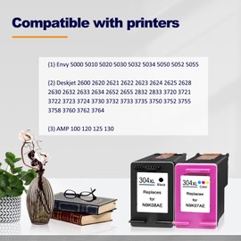 LAIPENG 304XL 304 XL Cartridges Compatible with HP Envy 5000 5010 5030 5032 DeskJet 2600 2620 2622 2630 2633 3720 3730 3733 3750 3760 3762 5 010 5020 5032 Printer 4-Colour Multipack (BK/CMY)