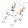 Citrine Abstract Wire Frame 925 Sterling Silver Drop Earrings, 1/2"