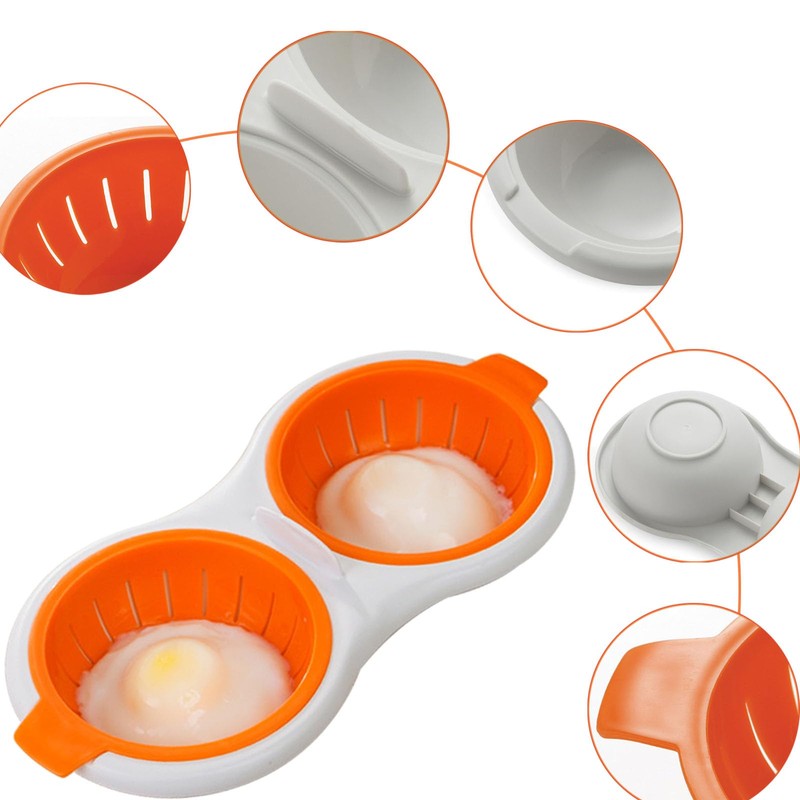 Microwave Egg Poacher, Egg Cooker Microwavable 2 Cavity Eggs Poacher