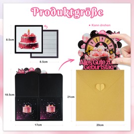 DISJOURNEY Geburtstagskarte - 3D Pop Up Karte Geburtstag mit Umschlag - Happy Birthday Karte für Kinder Mama Frauen Männer Kreative Geschenke