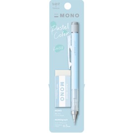Tombow MONO Graph and MONO Eraser, 0.5 mm, Ice Blue, Precision with 4 mm Tip, Innovative Shake Mechanism, More Stable Brass Pliers, Refillable, Includes Eraser [SH-MG44-PE04A]
