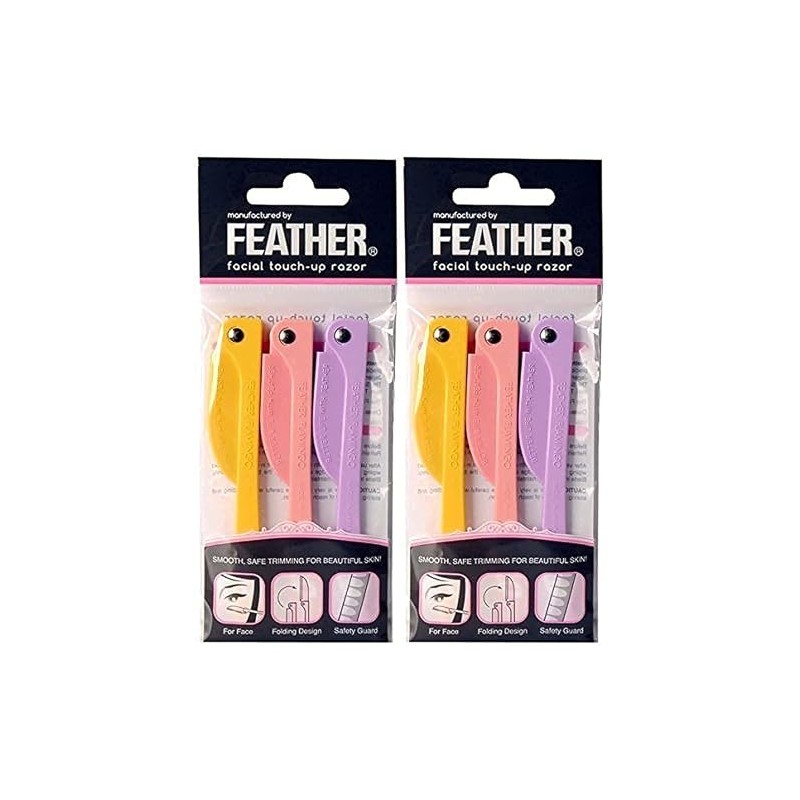Feather Flamingo Facial Touch-up Razor (3 Razors X 2 Pack)