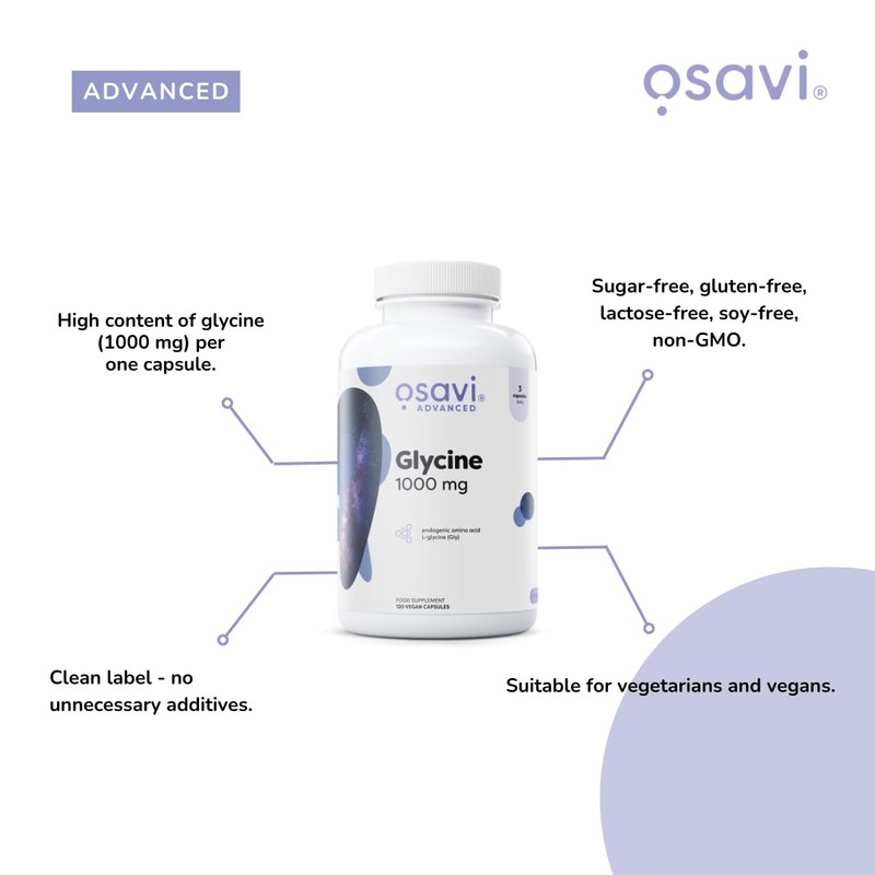 Osavi Glycine 1000mg – 60 Vegan Capsules | High–Potency Glycine
