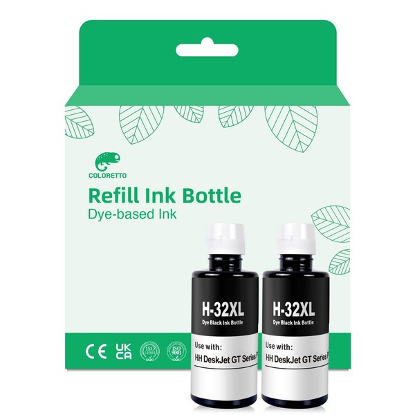COLORETTO 32XL Ink Bottle Set Replacement Compatible for HP Smart
