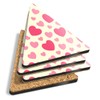 4 x Triangle Coasters - Love Heart Pattern Valentines Day