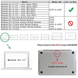 Funda rígida de plástico RUBAN para MacBook Air 11 pulgadas (modelos: A1370 y A1465), transparente