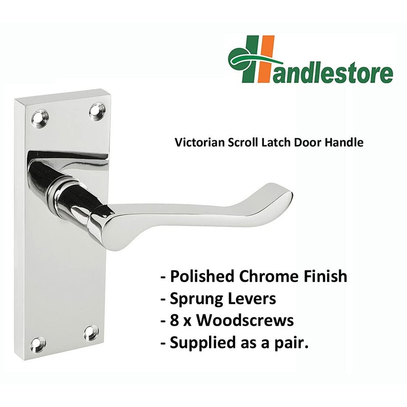 HANDLESTORE Victorian Scroll Latch Door Handle Pack Polished Chrome with