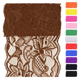 Swpeet 5 Yard by 3.15" Wide Black Lace Fabric Stretch Elastic, Trim Lace Ribbon, Elastic Sewing Trim Ribbon for Garment, Headbands, Wedding Bouquet Making DIY Crafts
