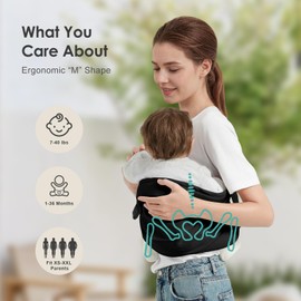 Shiaon Toddler Sling Carrier, Lightweight Baby Sling for Newborn, Adjustable Toddler Hip Seat Carriers Carrying 7-40 lbs, Black
