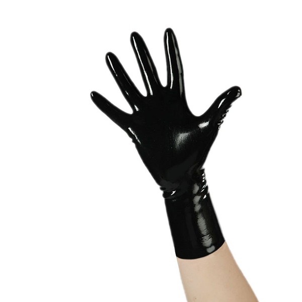 EXLATEX Rubber Secrets Short Latex Mixed Toes Wrist Gloves (X-Large,Black)