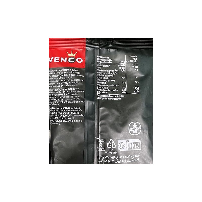 Venco Double Salt Licorice 4.2339 Ounce Bag (Pack of 1)