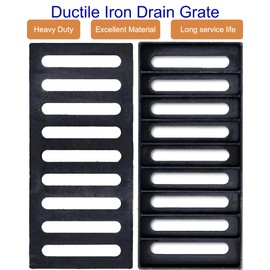 DuuMuut Cast Iron Drain Grate, 17x8 Outdoor Drain Cover, 4 Pcs Sewer Grate B Class, Durable Heavy Duty Channel Grate, Black Rectangle Drainage Grate for Driveway, Concrete, Yard, Garage
