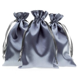 Knitial 6" x 9" Silver Satin Gift Bags, Jewelry Bags, Wedding Favor Drawstring Bags Baby Shower Christmas Gift Bags 50 per Pack