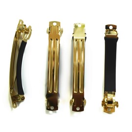 ALL in ONE 10pcs 80mm French Barrette Hair Clips for DIY Craft Project (Gold 80mm with Leather Protect)