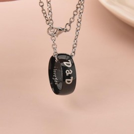 Dad Fathers Day Gift from Daughter Son Dad Ring Necklace for Men I Love You Daddy Dad Gifts for Birthday Wedding Day Gifts for Dads Engraved Necklace Father Dad Retirement Appreciation Gifts for Daddy