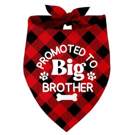 Promoted to Big Brother Dog Bandanas, Pet Dog Triangle Scarf Bandanas Bibs, Pet Scarf Accessories, Pet Baby Announcement Plaid Scarf Gender Reveal Accessories, Dog Bandana Pet Lovers Gifts (V9)