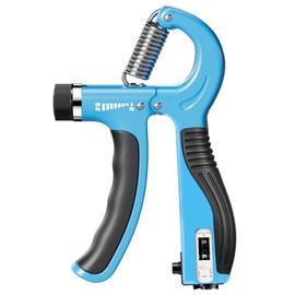 JTHEW - Pinza de mano ajustable con contador inteligente, 5-60 kg de resistencia de agarre entrenador de fuerza para deportes y fitness, negro y gris