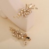Teyglen Champagne Rhinestone Bridal Hair Clips Crystal Wedding Hair Barrette