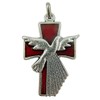 Religious Jewelry Silver Tone Red Enameled Holy Spirit Dove Confirmation