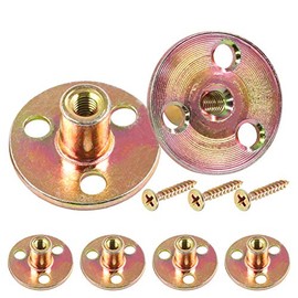 Hilitchi 64Pcs M6 Brad Hole Tee Nut Carbon Steel Screw in T Nuts Round Base Mounting Hardware Fitting Fastener Flange Insert Female Thread with Screws (M6-64PCS)