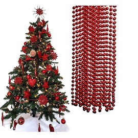 UKDeals Direct UKDD Christmas Bead Chain - Christmas Bead Garlands - Christmas tree Decorations (Red), 10meter long 8mm Thickness