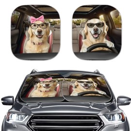 Renewold Labrador Retriever Animal Driving Automotive Windshield Sunshades 2pcs Sun Shade for Car Front Window Car Accessories for Most Sedan SUV Truck Vehicles Sun Visor Protector Block Heat Sunlight