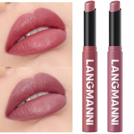 Jolilab 2Pcs Velvet Matte Lipstick Nude Matte Soft Dark Color Stick High Pigmented Long-Lasting Waterproof Lip Stick Lip Balm Beauty Cosmetics Gift for Girls and Women(07#+08#)