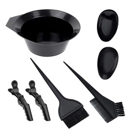 1st Choice Hair Dye Color Brush and Bowl Set, Hair Color Brush Mixing Bowl Kit Tint Comb for Hair Tint Dying Coloring Applicator(2 brushes+mix bowl+earmuffs+ 2 clips)
