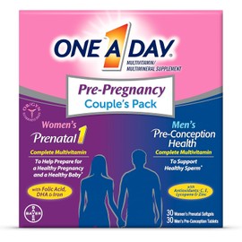One A Day Men's & Women's Pre-Pregnancy Multivitamin Softgel including Vitamins A, Vitamin C, Vitamin D, B6, B12, Folic Acid & more, 30+30 Count, Supplement for Before, During, and Postnatal