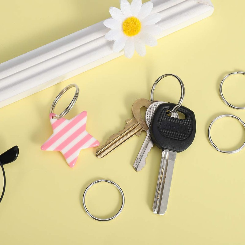 Fanshiontide 100 Pcs 25mm Diameter Key Ring Sliver Stainless Steel