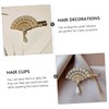 Vaguelly 4pcs Elegant Pearl Fan Hairpins Stylish Hair Clips for