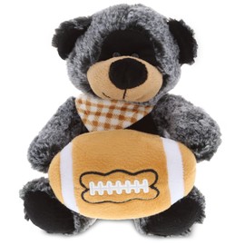 DolliBu Sitting Black Bear Stuffed Animal with Football Plush - Soft Plush Huggable Bear, Adorable Playtime Plush Toy, Cute Wildlife Gift for Kids and Adults - 9 Inch