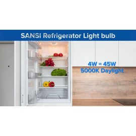 SANSI 4 Pack 4W LED Refrigerator Light Bulb 450lm 45W Equiv. 5000K Daylight A11 E26