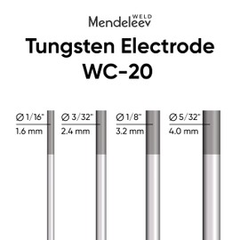 WC-20 GREY 1/8" Tungsten Electrode TIG Welding 10-Pack (2% Ceriated EWCe-2)