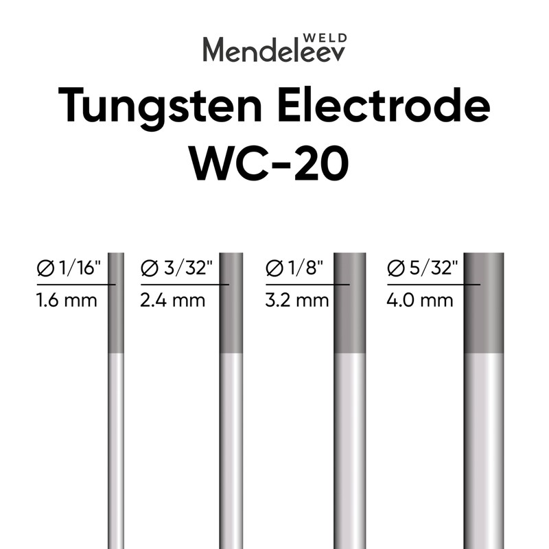 WC-20 GREY 1/8" Tungsten Electrode TIG Welding 10-Pack (2% Ceriated