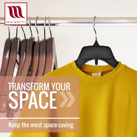 Mainetti 484 Recycled Black Plastic Hangers - 50 Pack with Rotating Metal Hook and Notches for Straps, Great for Shirts/Tops/Dresses, 17-Inch