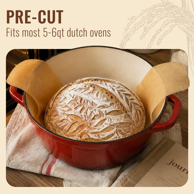 BlissBoard Disposable Parchment Bread Sling for Dutch Oven 50 Pcs