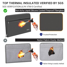 ENGPOW Accordion File Organizer,Fireproof 13 Pockets Expanding File Folder,Document Organizer Folder with Zipper＆Labels,Portable Home Travel Safe Storage for Letter A4 Files and More,Gray