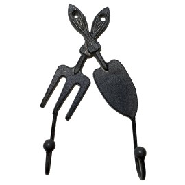 CTW Decorative Garden Wall Hook She Shed Decor Hanger Cast Iron Hand Shovel & Rake