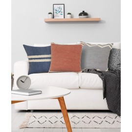 LR Home 20x20 Inches Bordered Shag Throw Pillow Covers for Home Decor | Transitional Boho Cushion Covers for Throw Pillows | Perfect for Living Room Couch & Bedroom Decorations | Cinnamon