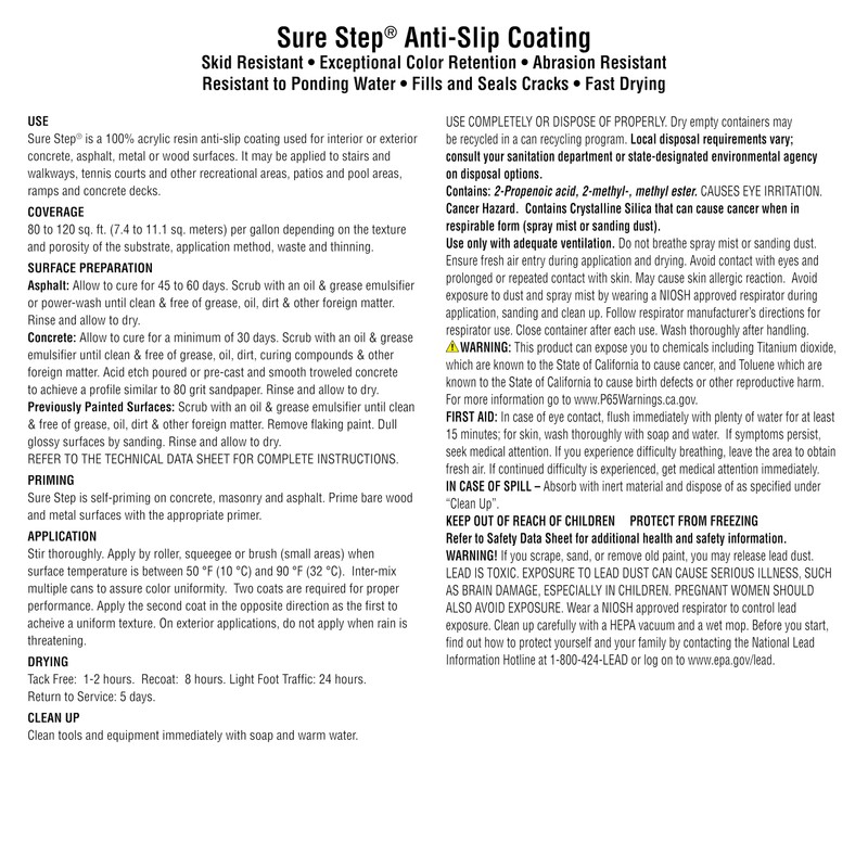 INSL-X Sure Step Acrylic Anti-Slip Paint, White, 1 Gallon (Pack