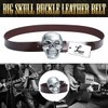 Laquest Men's Big Skull Buckle Leather Belt Metal Buckle Punk