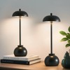 2 Pack Black Ceramic Rechargeable Table Lamps, 5000mAh Small Wireless