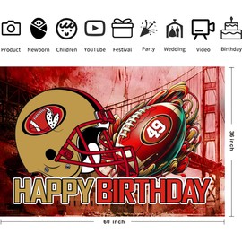 49 Birthday Party Backdrop,Football Party Decoration,49 Football Themed Birthday Banner Shoot Photo Backgrounds Props for Party 5x3ft.